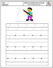 okul öncesi 1 sayısı çizgi çalışması